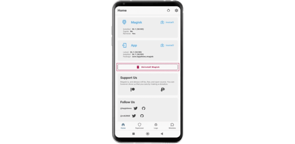 Uninstall Magisk