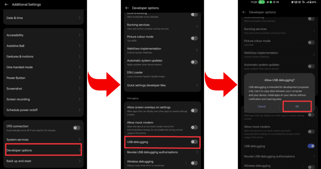 Enable USB Debugging