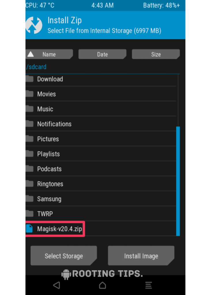 Select Magisk Zip